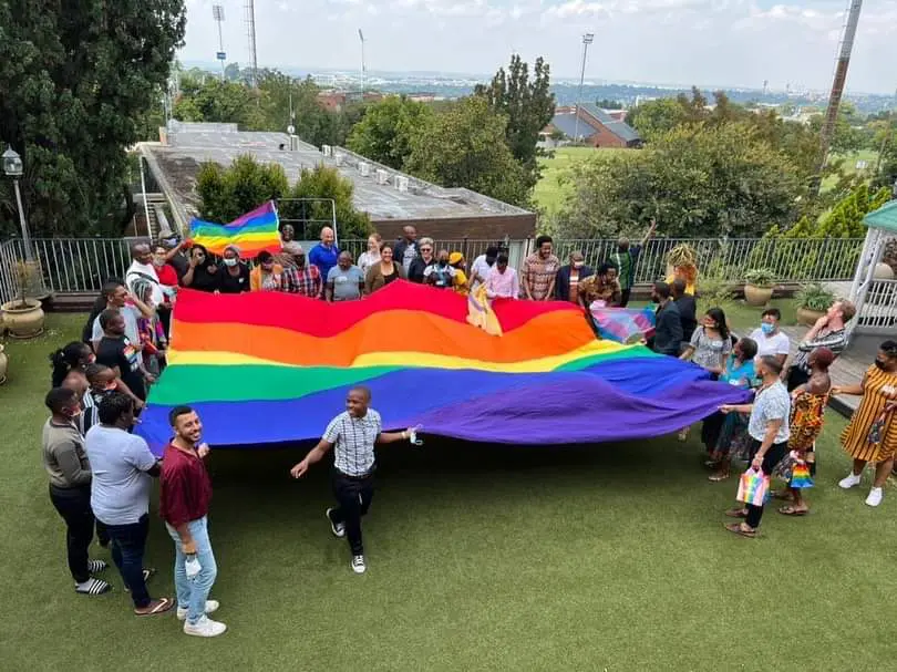 Activist with pride flag